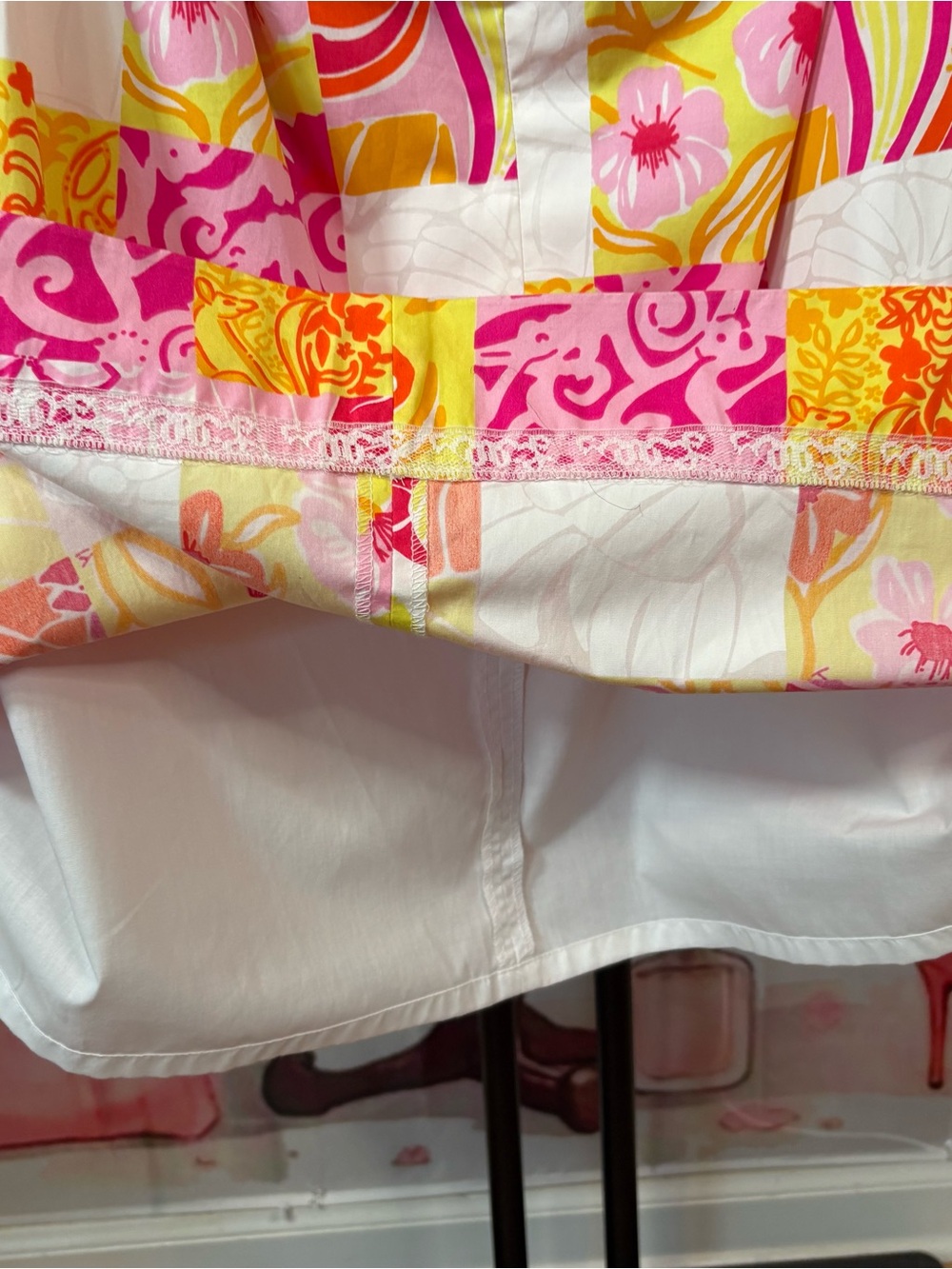 Lilly Pulitzer Strapless Floral Patchwork Dress in Pink, Yellow & White Sz 6 - Picture 15 of 16